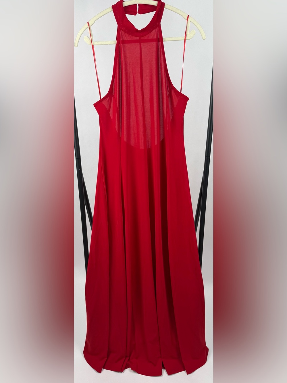 By Anthropologie Halter Open Back A-Line Maxi Dress Haute Red Formal Evening NWT - Picture 7 of 12